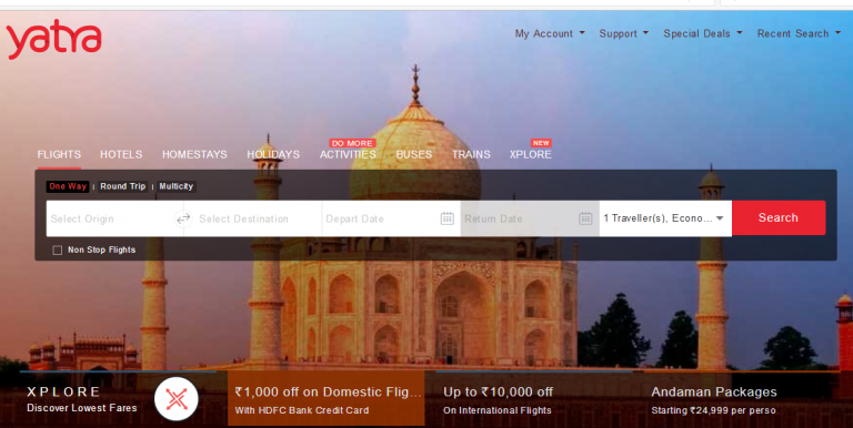 travel search websites in india